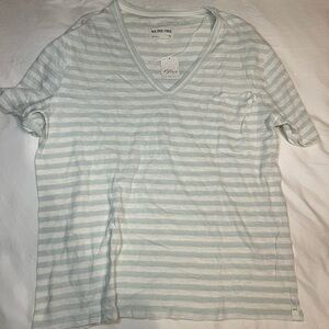 We The Free Light Blue and White V-Neck Tee